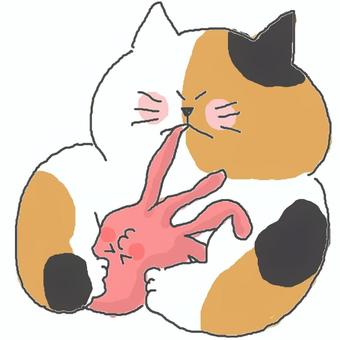 タコを食べる三毛猫ちゃん タコを食べる三毛猫ちゃん かわいい,タコ,たべもの,三毛猫,どうぶつ,いきもの,引っ張る,おいしい,グルメ,食事のイラスト素材