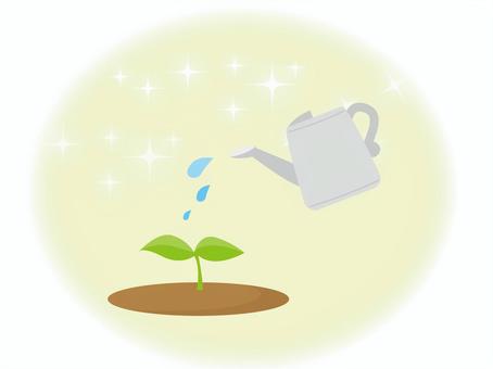 Spring illustrations Watering sprouts, spring, leaf, leaf, JPG and PNG