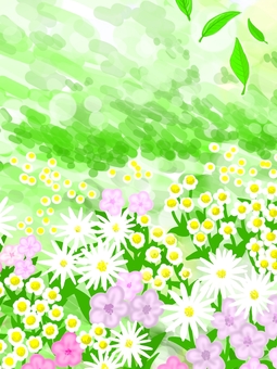 そよ風と草花 春,花,草花,野花,植物,草木,flower,雑草,庭,背景のイラスト素材
