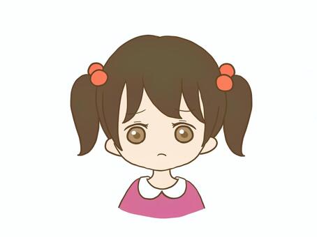 女性５　困る 女性,子供,困る,悲しむ,不機嫌,ツインテール,可愛い,人物,イラスト,アニメ風のイラスト素材