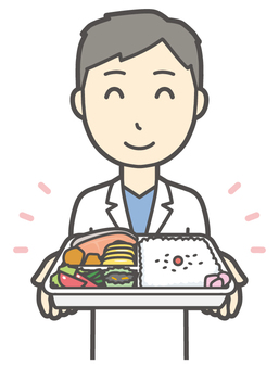  男性医師白衣-071-バスト 弁当,医者,医師,男性,白衣,スクラブ,病院,医療,ドクターコート,先生のイラスト素材