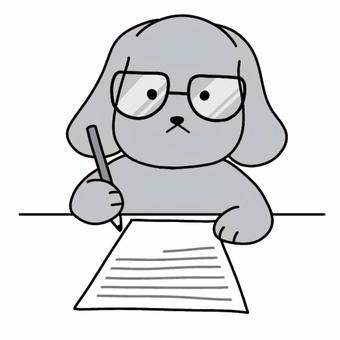 勉強する犬 勉強,文房具,文具,鉛筆,シャーペン,書き物,書く,手紙,作文,イラストのイラスト素材