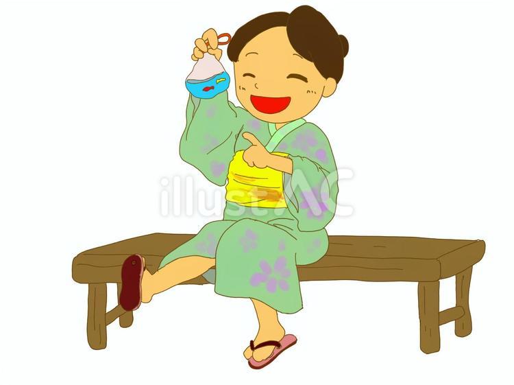 浴衣の子どもたち／夏祭りの思い出 夏祭り,浴衣,子どものイラスト素材