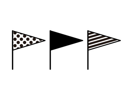 Triangle flag SET monochrome, Triangle flag SET monochrome, flag, shake, dot pattern,