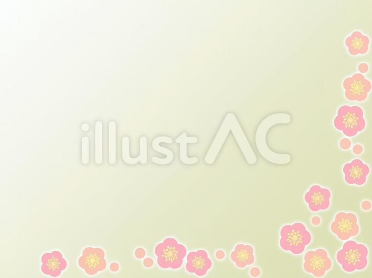梅の花のコーナーフレーム 梅,フレーム,壁紙のイラスト素材