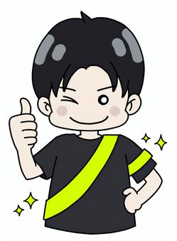Illustration, आदमी, एक टी शर्ट, thumbsup, 
