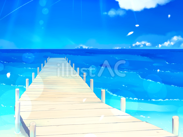 海と桟橋 海,波,桟橋のイラスト素材