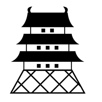 お城のシルエット　シンプル　ピクト お城,ピクト,城,castle,ピクトグラム,案内,表示,チラシ,旅行誌,旅行のイラスト素材