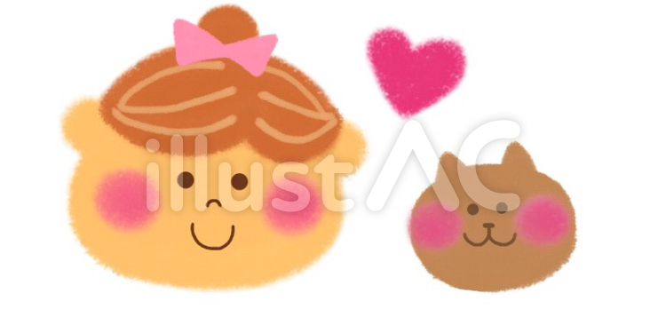 女の子と猫 女の子,猫,ネコのイラスト素材