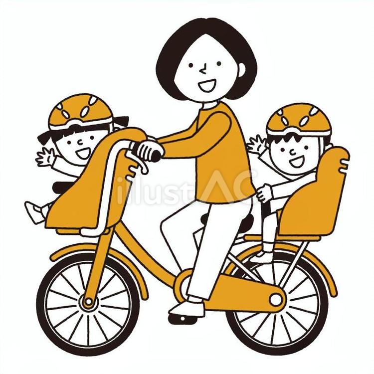 自転車3人乗りの家族 家族,自転車,親子のイラスト素材