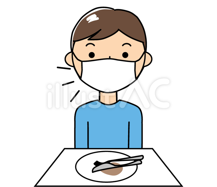 男性食後の会話 男性,食後,マスクのイラスト素材