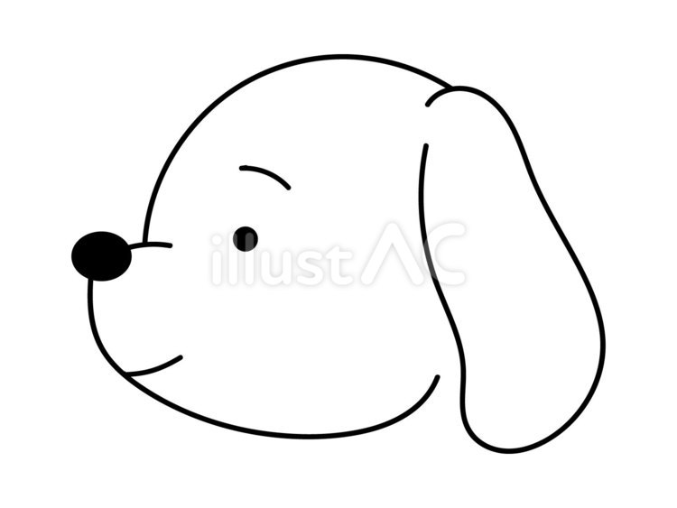 白い犬の真横から見た顔 犬,ペット,ミニチュアダックスフンドのイラスト素材