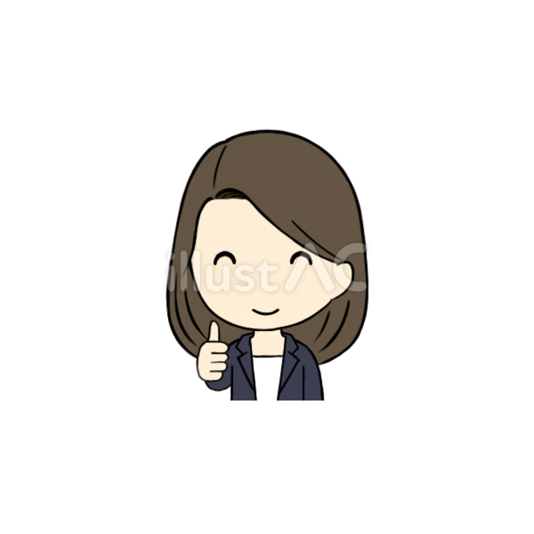 笑顔でサムズアップをする会社員女性 サムズアップ,親指,表情のイラスト素材