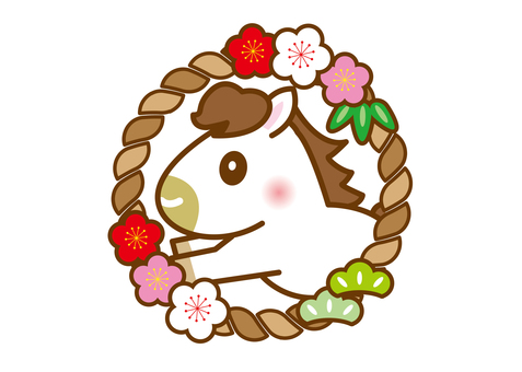 午年年賀状素材9 午年年賀状素材9 年賀状,馬,午,午年,しめ縄,正月,松竹梅,梅,竹,松のイラスト素材