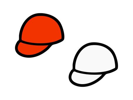 赤白帽 赤帽,白帽,体育,運動会,帽子,体育祭,スポーツ,小学校,ゆるい,手描きのイラスト素材