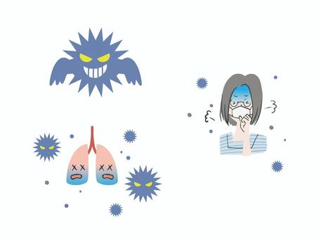 肺炎の女性 肺炎の女性 女性,人物,主婦のイラスト素材