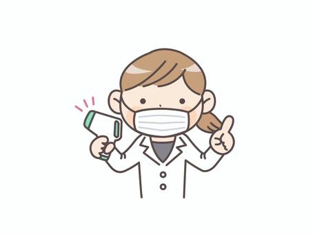 Female doctor who measures heat with a non-contact thermometer 02, JPG, PNG and AI Female doctor who measures heat with a non-contact thermometer 02, doctor, mr, a doctor, JPG, PNG and AI