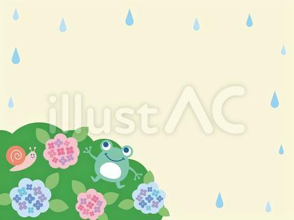 カエルとカタツムリの梅雨フレーム