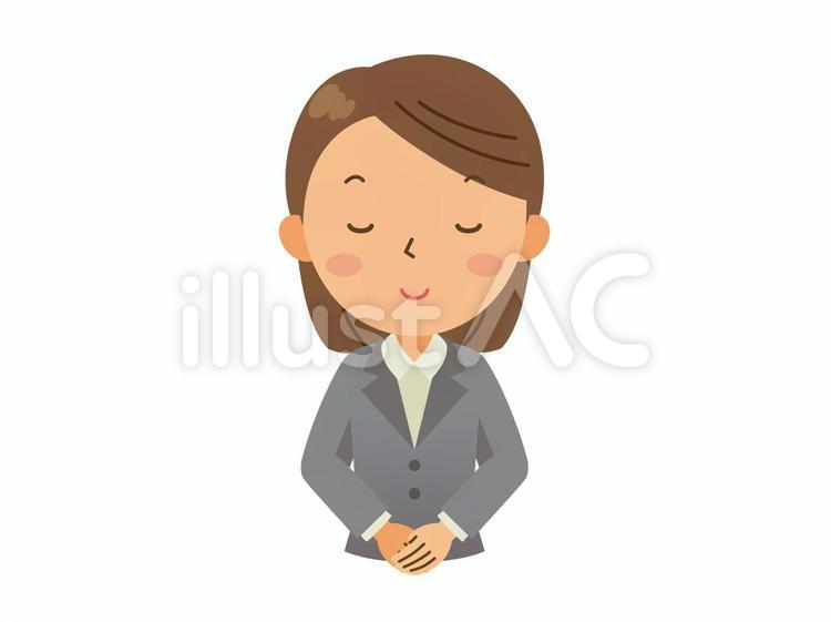 お辞儀する女性会社員 ol,女性会社員,会社員のイラスト素材