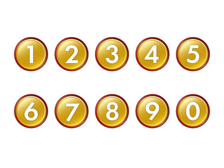 数字（メダル・ゴールド）01 数字,ナンバー,番号,メダル,ゴールド,赤,縁,セット,アイコンのイラスト素材
