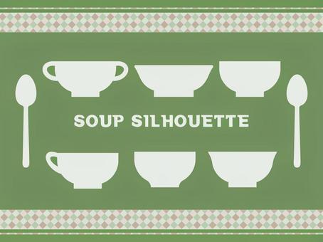 スープのシルエット スープ,シルエット,アイコン,デザイン,グラフィック,スープボウル,お椀,カップ,シンプル,チェック柄のイラスト素材