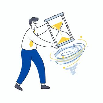 砂時計を持って時間をコントロールする男性 人物,男性,ビジネス,時間,行動,渦,流れ,砂時計,管理,計画のイラスト素材