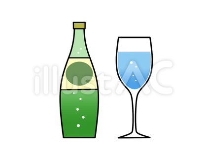 炭酸水 ボトルとグラス