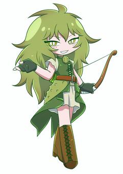 擬人化フルーツ【ドリアン】 擬人化,フルーツ,ドリアン,女の子,女性,クール,大人,かわいい,全身,弓矢のイラスト素材