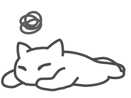 うつ伏せの猫　ぐるぐる 猫,ぐるぐる,不機嫌,不満,イライラ,ストレス,ふて寝,寝る,ぐったり,体調不良のイラスト素材