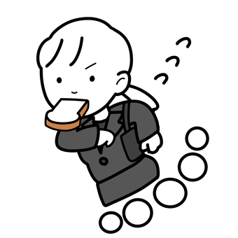 シンプル遅刻社員女 シンプル,遅刻,社員,女,人,焦る,急ぐ,ダッシュ,スーツ,食パンのイラスト素材