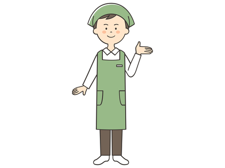 紹介する男性店員 紹介する男性店員 紹介,案内,説明,教える,解説,アドバイス,重要,お知らせ,注目,誘導のイラスト素材