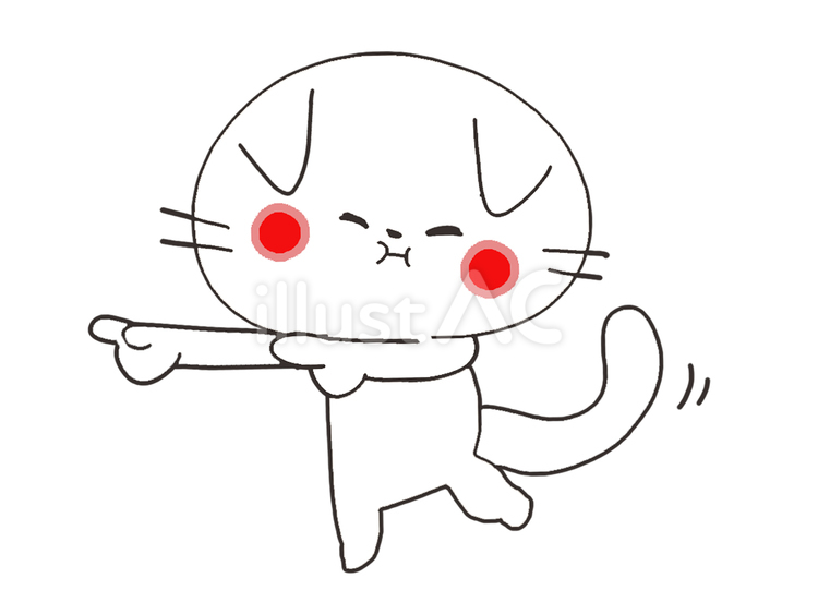 横を指さす猫 猫,指差し,横のイラスト素材
