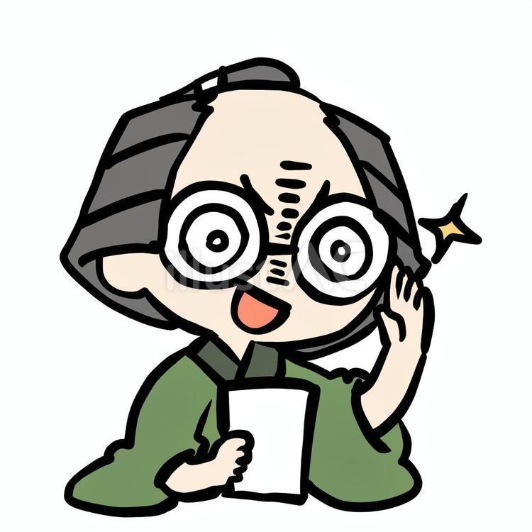 瓶底眼鏡な企む町民 町民,瓶底眼鏡,企むのイラスト素材