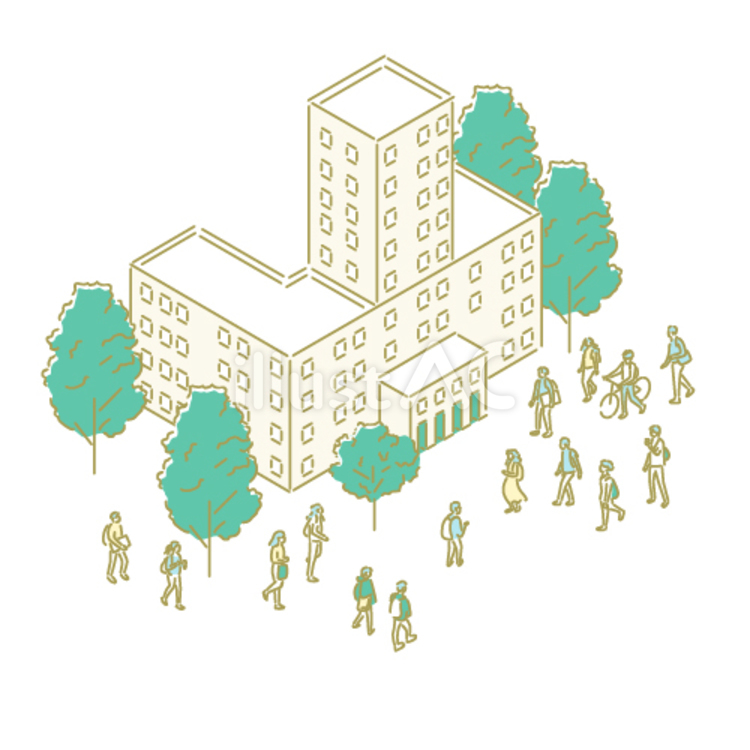 通学／先生のためのイラスト 学校,生徒,学生のイラスト素材
