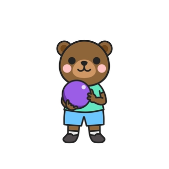 ボーリングの投げ方をイメージするクマ ボーリング,ボウリング,ボーリング場,遊び,大会,ストライク,ボール,球,ゲーム,友達のイラスト素材