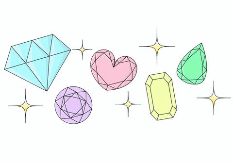 Illustration, gem, pastel colour, tiny, 