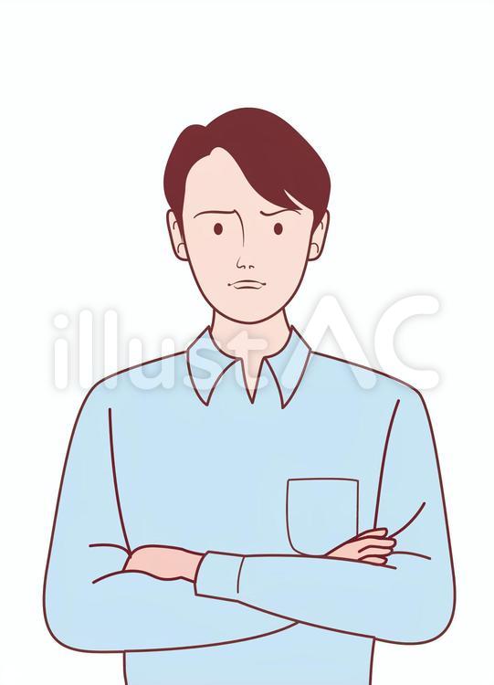 腕組みをして悩む男性 男性,お父さん,男のイラスト素材