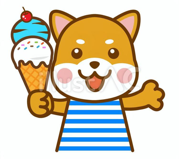 アイスクリーム　夏　柴犬　犬 アイス,アイスクリーム,夏のイラスト素材