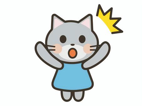 びっくりするかわいい猫のキャラ 猫,驚く,びっくり,かわいい,危険,動物,キャラクター,子ども,危ない,衝撃的のイラスト素材