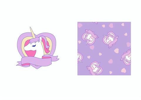 ハートにユニコーン  ハートにユニコーン  ユニコーン,ハート,ラベンダー,パープル,かわいい,キュート,テキスタイル,シームレスデザイン,総柄,包装紙のイラスト素材