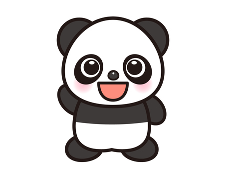 Illustration material of panda to say hello_vector, panda, greeting, animal, JPG, PNG and AI