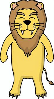 ライオンキャラ ライオン,動物,顔,王者,オス,強い,デフォルメ,立ち姿,笑顔,キャラのイラスト素材