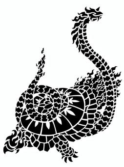 玄武シルエット 玄武,亀,蛇,四神,神獣,ファンタジー,神話,伝説,縁起,ご利益のイラスト素材