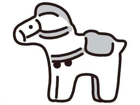 モノクロ埴輪馬 埴輪馬,埴輪,古墳,古墳時代,考古学,馬,動物,午年,2026年,歴史のイラスト素材