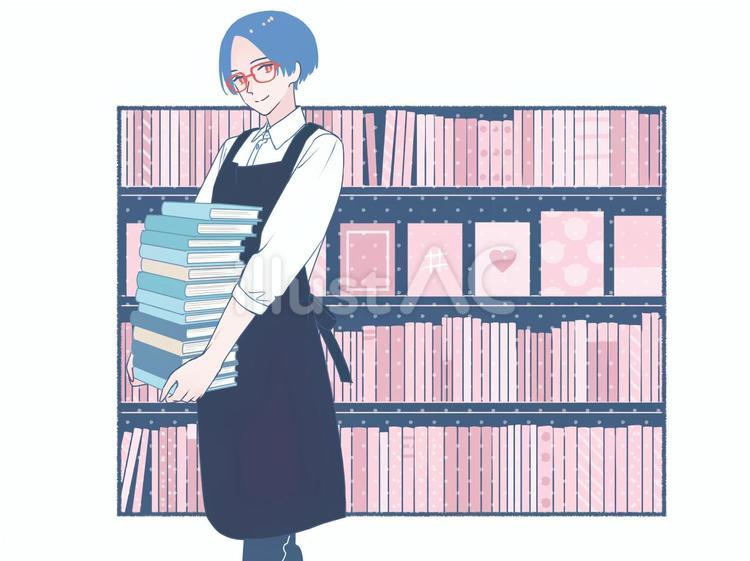 書店員さん 人物,男性,書店員のイラスト素材