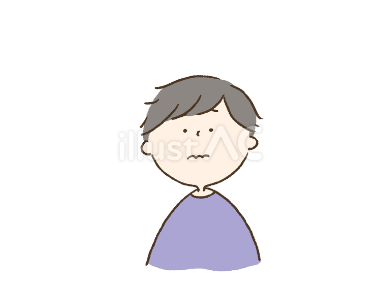 不安そうな顔で見上げる男の人 不安,悩み事,考え事のイラスト素材