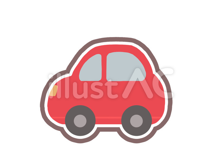 車デフォルメ赤　アイコン　線あり 車,乗り物,アイコンのイラスト素材
