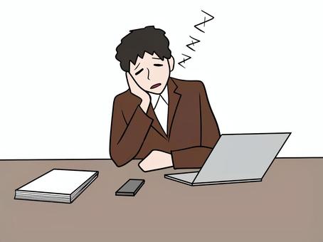 やる気が出ない 怠惰,うたた寝,怠い,サボる,男,こっくりこっくり,うつらうつら,眠い,男性,会社員のイラスト素材