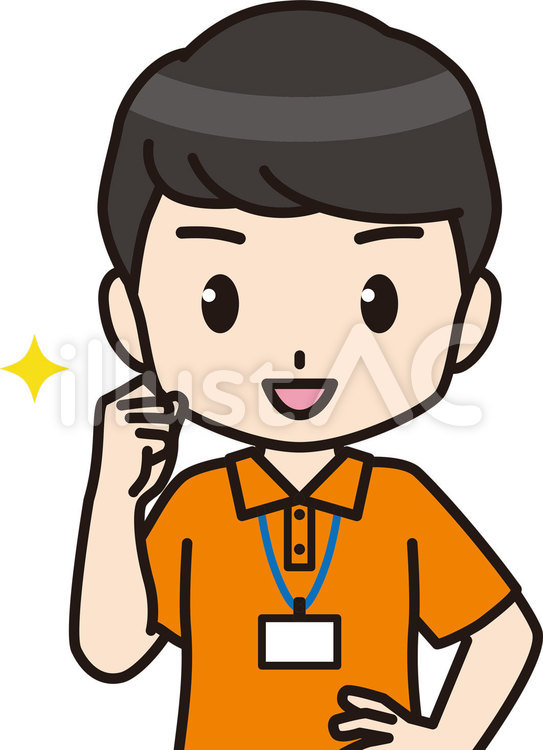 ガッツポーズする介護士の男性(上半身) 人物,男性,介護士のイラスト素材