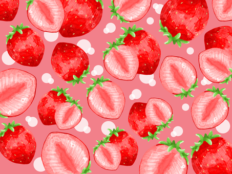 水彩画の苺の背景(ピンク) 水彩画,いちご,背景,水玉,ピンク,断面,果物,食べ物,フレッシュ,美味しいのイラスト素材